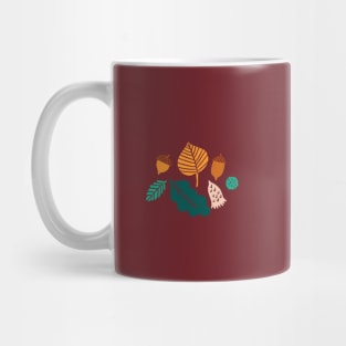 Autumn Leaves on Teal Mug